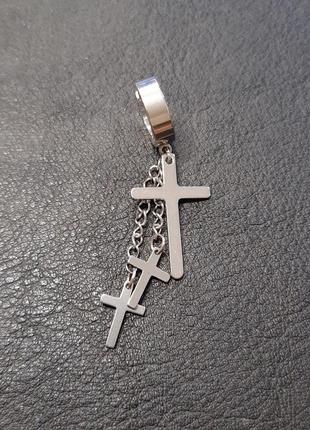 1шт круті сережки хрест рок готика хрести на кільці сріблястий медична сталь унісекс5 фото