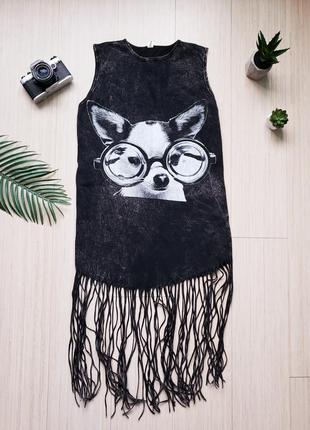 Прикольная майка туника с бахромой