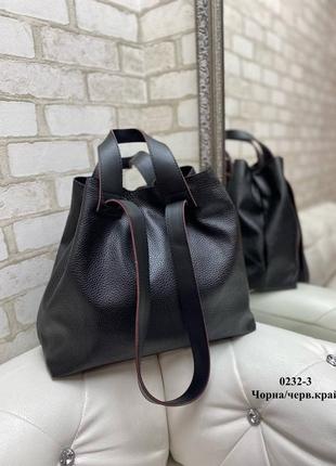 Черная практичная универсальная стильная вместительная сумка из турецкой экокожи люкс качества3 фото