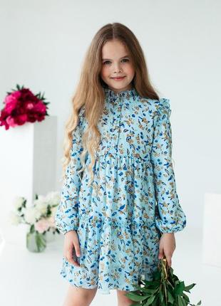 Розпродаж sale святкова шифонова сукня для дівчинки в квітковий принт ніжна повітряна з воланами підліткове нарядне плаття