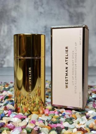 ✔️оригінал шикарний хайлайтер westman atelier lit up glow highlighter stick відтінок brulee brûlée - glassy bronze gold
