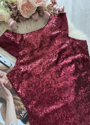 Бордовое короткое платье в пайетках blinq2 фото