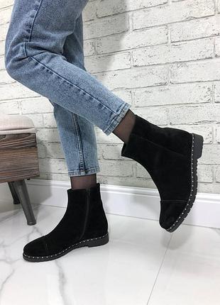 Жіночі черевики на байці/хутрі з натуральної шкіри та замші