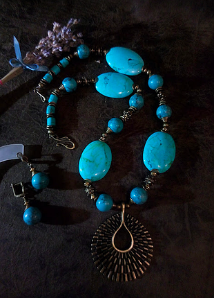 Бирюза натуральные камни жемчуг колье чокер ожерелье серьги набор рубашка платье блузка топ подарок