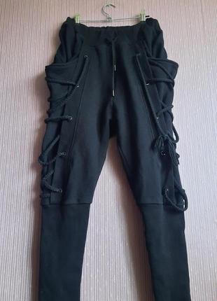 Дизайнерские эксклюзивные штаны авангардные джогеры з матней низким шаговым швом  слонкой как у rundholz rick owen готика киберпанк
