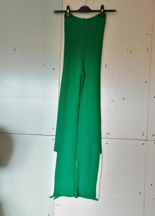 Длинные вязаные брюки палаццо в рубчик довгі трикотажні штани палаццо в рубчик2 фото