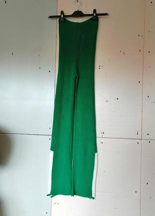Длинные вязаные брюки палаццо в рубчик довгі трикотажні штани палаццо в рубчик3 фото