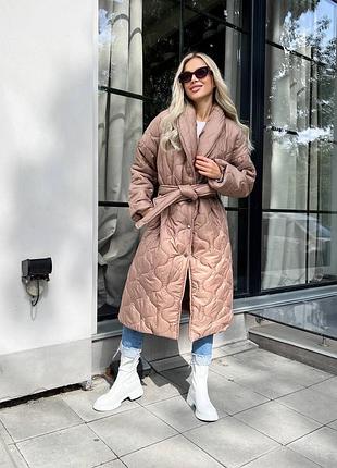 Куртка пальто стьобана з поясом