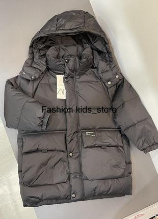 Куртка пуховик zara😍 довгий пуховик zara для хлопчика