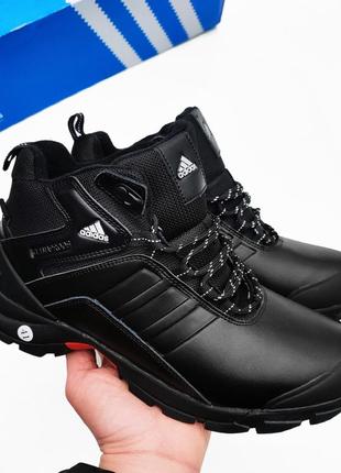 Зимние мужские ботинки adidas climaproof черные (кожа) скидка sale ❄️ smb7 фото