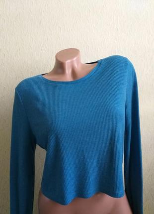 Кроп топ. гольф в мелкий рубчик. лонгслив укороченный.