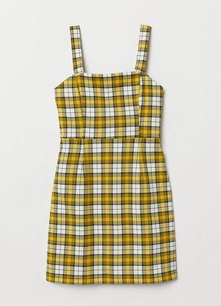 Сукня сарафан плаття жовте в клітинку міні