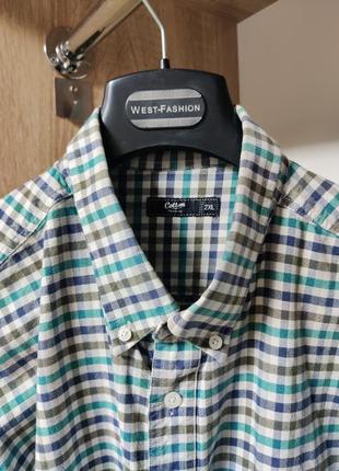 Хлопкова  сорочка в дрібну клітинку, чоловіча рубашка  cotton traders2 фото