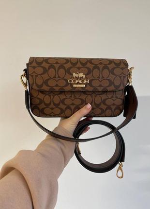 Женская кожаная сумка coach - коричнева - 2