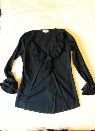 Черная рубаха с рюшками (возможен обмен)