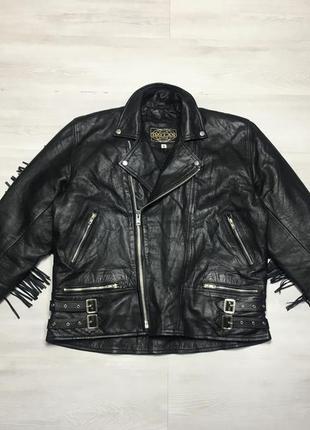 Premium vintage чоловіча шкіряна байкерська куртка косуха dallas original  як diesel