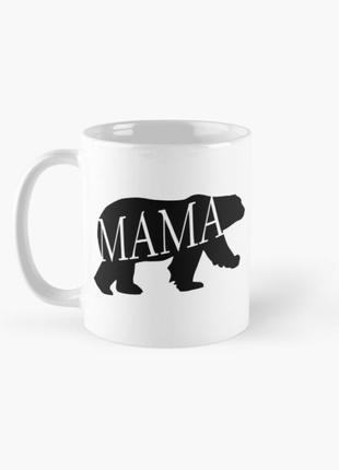 Чашка керамічна кружка з принтом мама ведмедиця для мами біла 330 мл