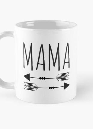 Чашка керамічна кружка з принтом мама стріли для матусі біла 330 мл1 фото