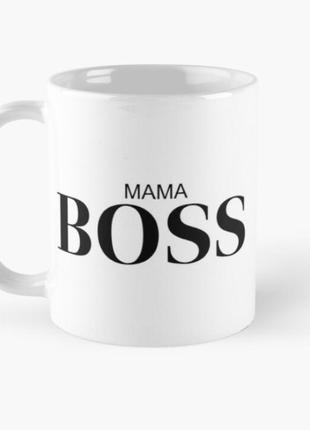 Чашка керамическая кружка с принтом мама boss для мамы белая 330 мл