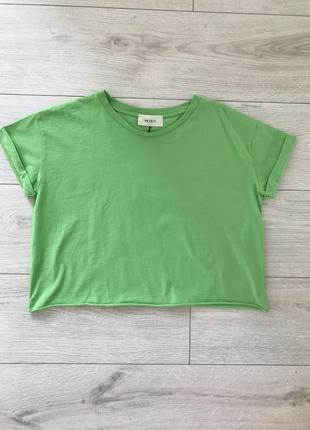 Футболка оверсайз, зеленная футболка, топ, укороченная зелёная футболка.