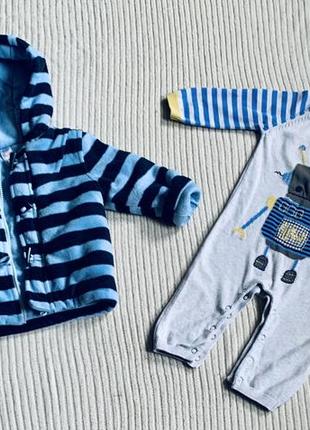 Комплект -вязаный человечек ромпер робот и флисовая утеплённая курточка tu (англия)