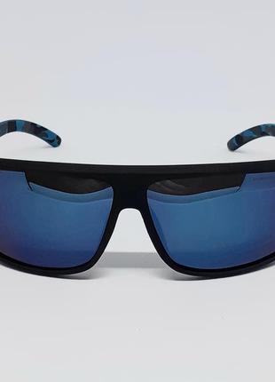 Porsche design очки мужские солнцезащитные черный мат линзы синие зеркальные поляризированые2 фото
