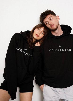 Парні флісові худі теплі з капюшоном на флісі утеплені кофти світшоти патріотичні українські i am ukrainian чорний білий чоловічий жіночий базовий
