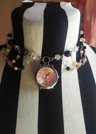 Gothic emo чокер з годинником hello kitty
