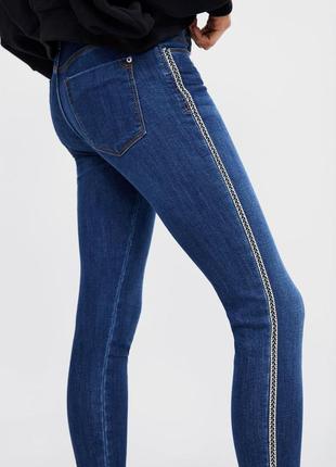 Джинсы zara с лампасами из камней, 34р, оригинал, испания