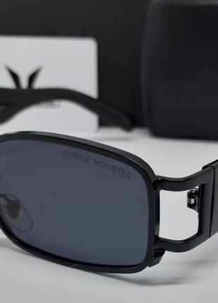 Gentle monster очки унисекс солнцезащитные черные в черном металле с сережкой