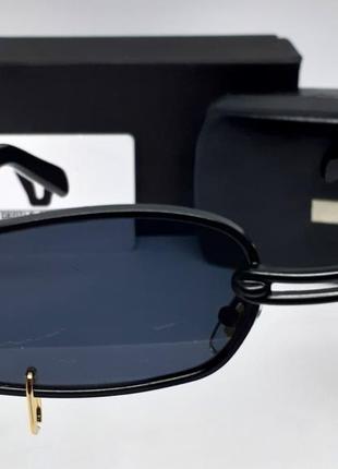 Gentle monster очки унисекс солнцезащитные черные в черном металле с сережкой
