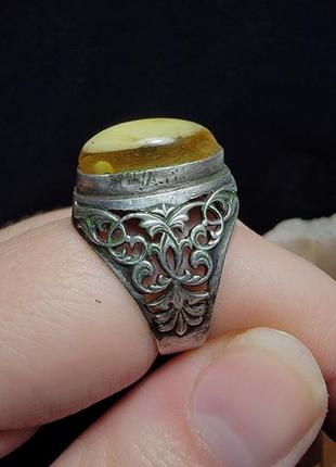Перстень королівство амбер срібло натуральний бурштин2 фото