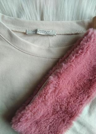 Свитшот zara с мехом на рукавах свитер толстовка худи5 фото