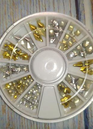 Декор для нігтів манікюру металічні прикраси блискітки бльостки блестки