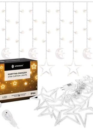 Гирлянда бахрома уличная (наружная) springos 2 м 138 led cl4013 warm white