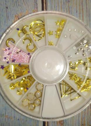 Декор для нігтів манікюру металічні прикраси блискітки бльостки блестки