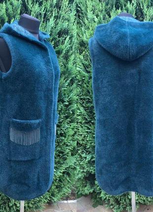 Жилетка альпака турция с капюшоном люкс коллекция2 фото