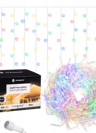 Гірлянда бахрома вулична (зовнішня) springos 20 м 500 led cl503 mix poland