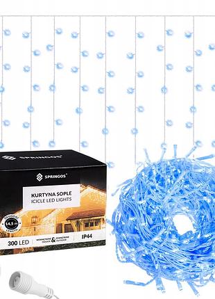 Гірлянда бахрома вулична (зовнішня) springos 12 м 300 led cl302 blue poland