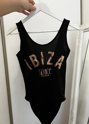 Суцільний купальник боді ibiza  боді чорний з принтом ibiza