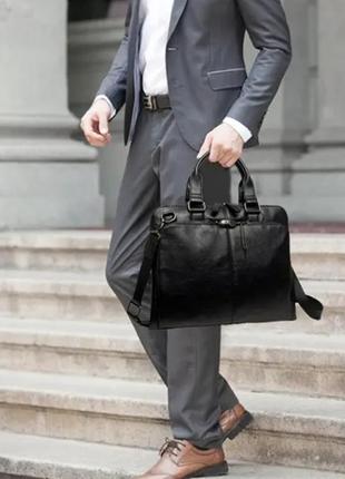 Качественная мужская сумка для ноутбука Эко кожа, мужской портфель под ноутбук, планшет, ноутбук, макбук
