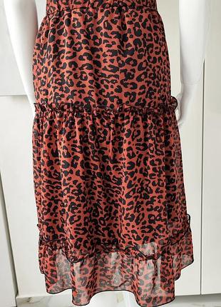 Minimum невагома ярусна спідниця міді в леопардовий принт 4