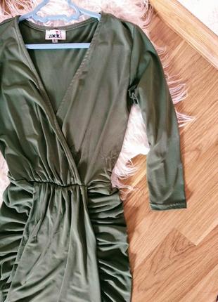 Шикарное изумрудное макси платье, длинное платье хаки2 фото