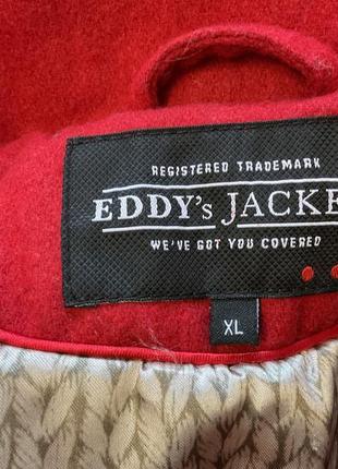 Стильное красное полу шерстяное пальто/xl/ brend eddys jackets5 фото