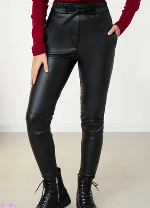 Теплые штаны экокожа на меху 2 цвета 1615фг