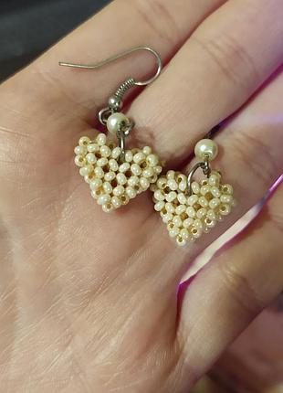 Серьги из бисера под жемчуг ручной работы