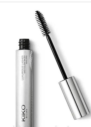 Туш для максимального об’єму luxurious lashes maxi volume brush mascara kiko milano2 фото