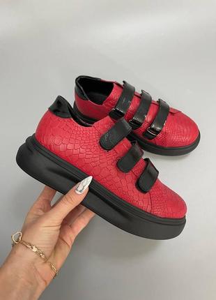 Кеды на липучка с эксклюзивной кожи много цветов