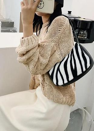Плюшева сумочка багет зебра
