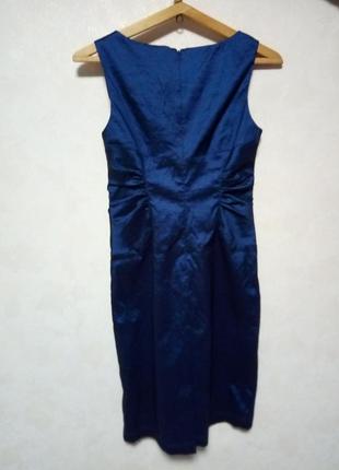 Нарядное вечернее платье темно-синего цета с легким переливом ткани4 фото